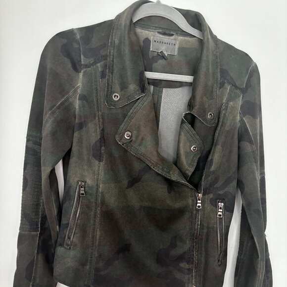 Marrakesh for Anthropologie green camo sueded moto jacket. Size Small - Picture 3 of 8